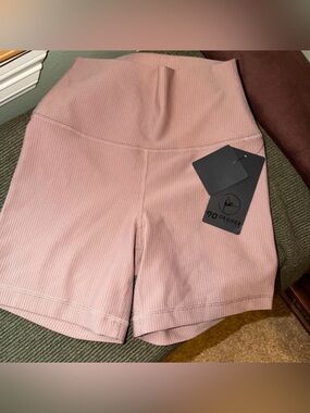 5/$25💗  90 Degree By Reflex High-Waist Ribbed Biker Shorts - Dusty Pink NWT $78